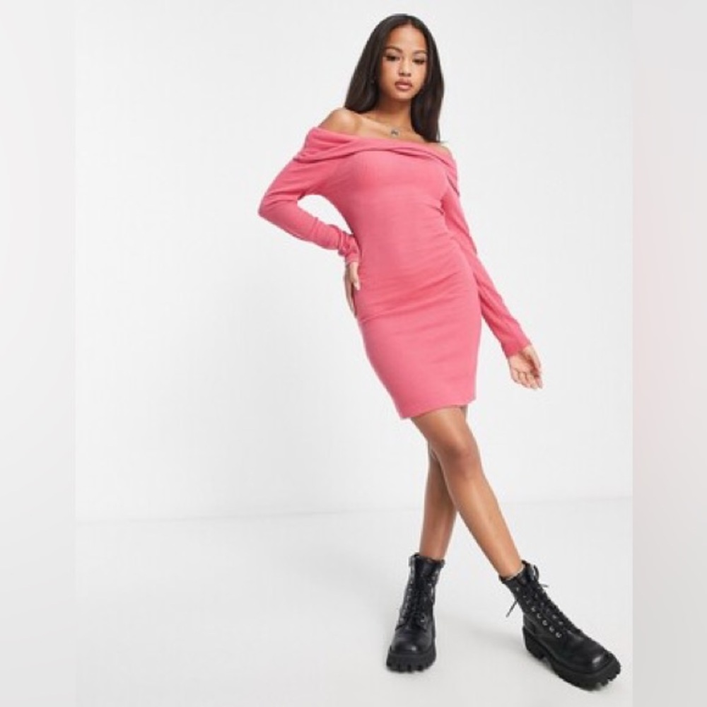 pink off the shoulder dress